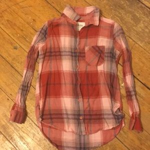 Red, pink, & gray plaid shirt. Gently used.